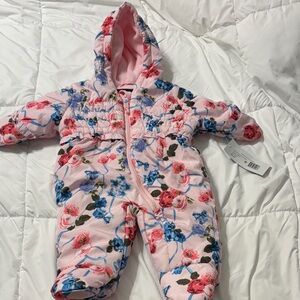 Rothschild Pink Floral Baby Snowsuit